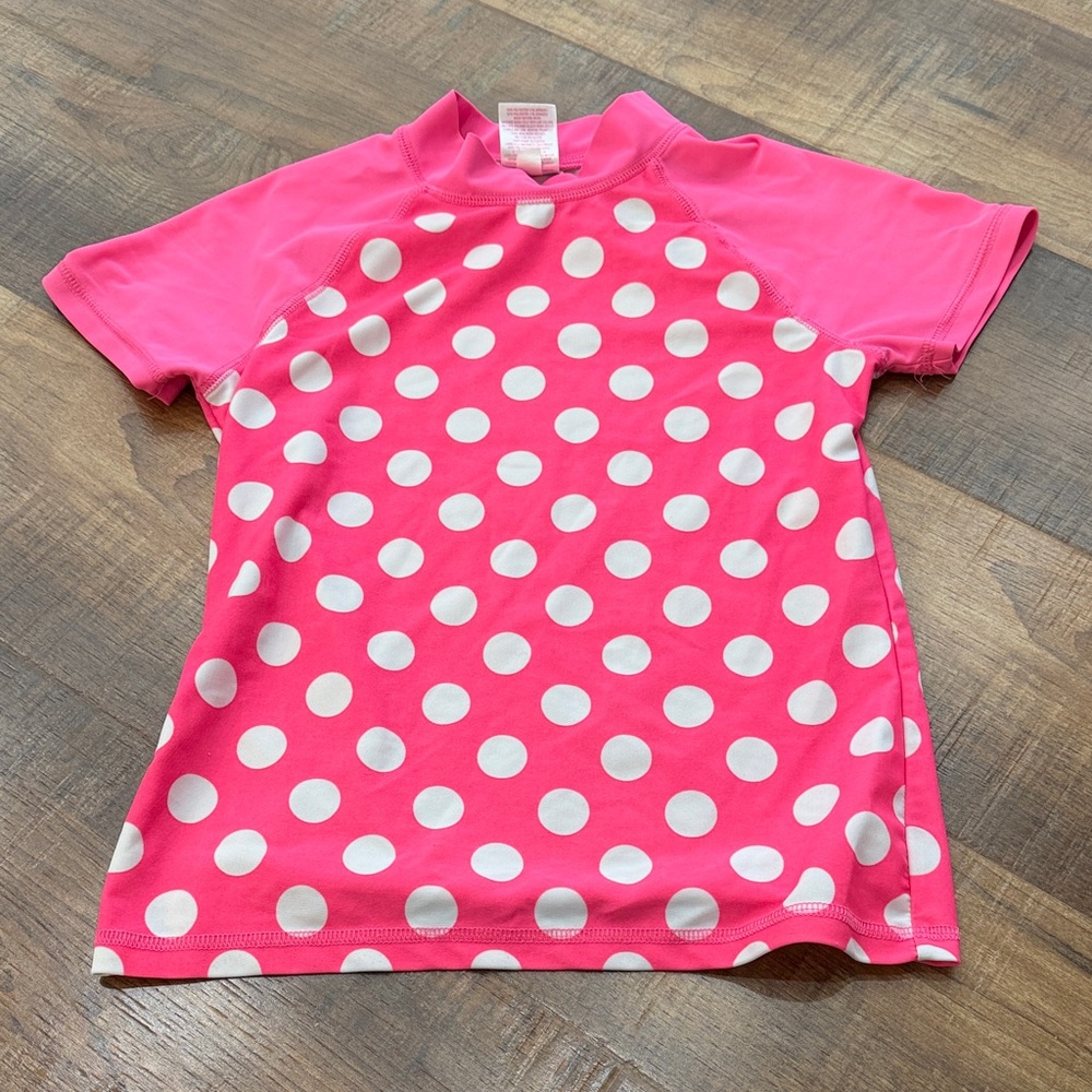 Pink Polka Dot Kids Swim Shirt